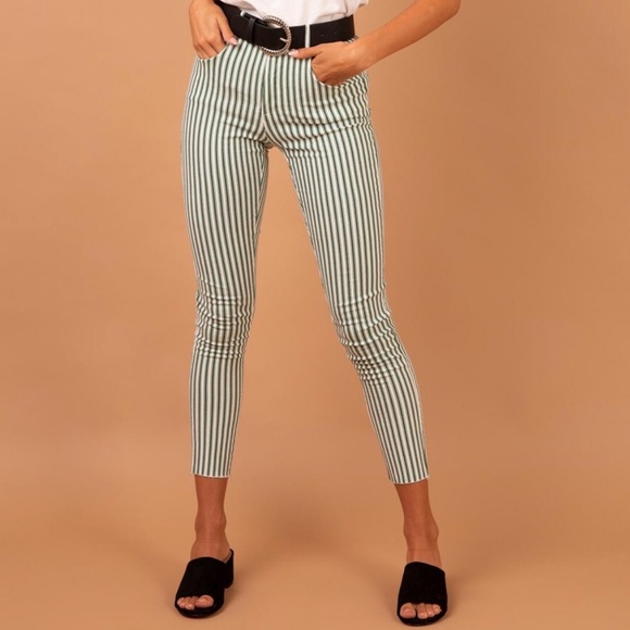 Princess Polly Pants - ▪️princess polly green stripe pants▪️elke cropped